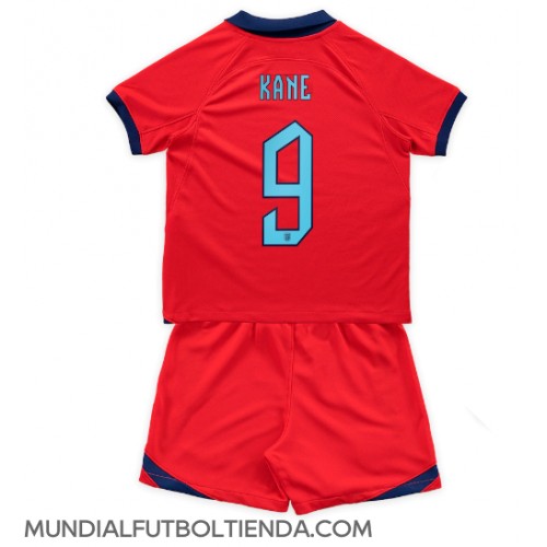 Camiseta Inglaterra Harry Kane #9 Segunda Equipación Replica Mundial 2022 para niños mangas cortas (+ Pantalones cortos)